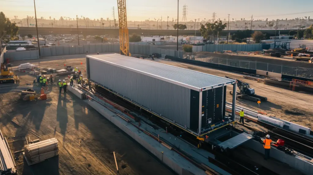 a train with a container on the side