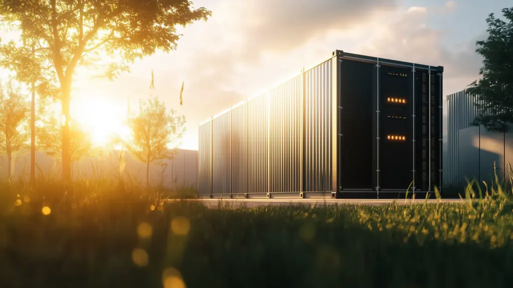 a large container on the grass