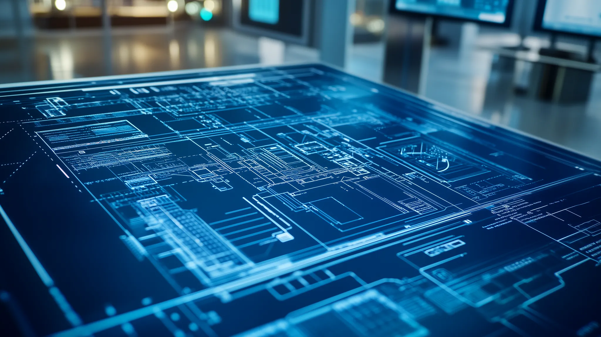 Technology 2 a blueprint on a table